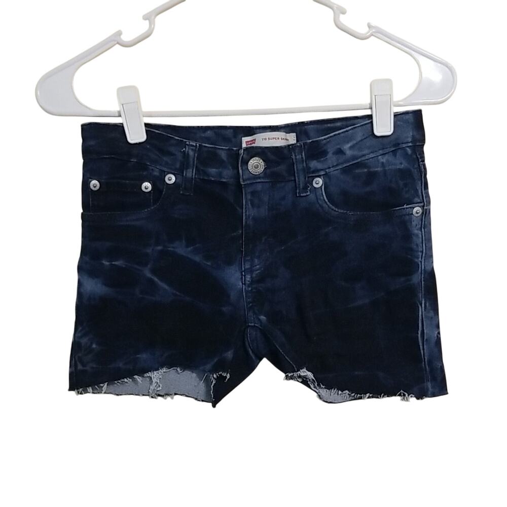 Levi's 710 Super Skinny Tie Dye Denim Frayed Edge Shorts Cotton Jean Shorts 12R